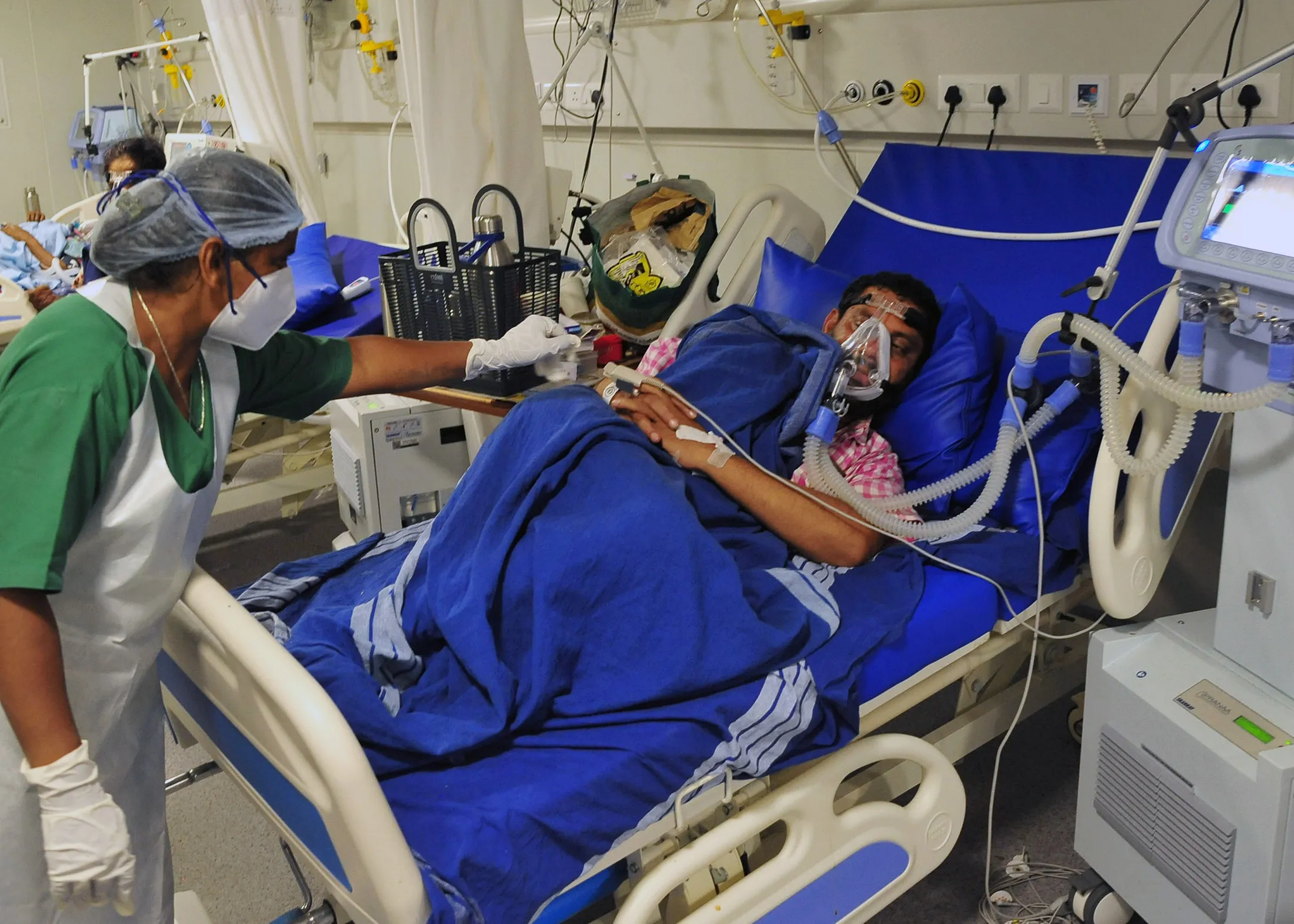Patients inside a Covid-19 ward at a hospital in Bangalore, earlier in April.