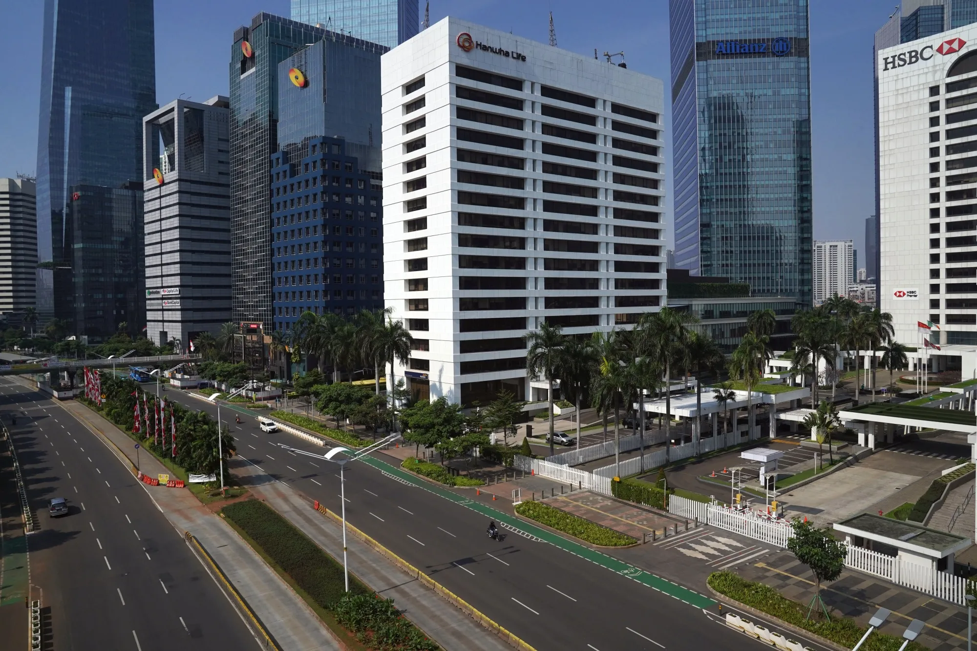 Empty central business district in Jakarta, on July 28. Daily traffic levels across major cities in Indonesia have fallen by about a quarter this month from June.