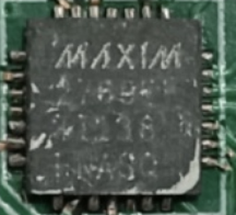 close-up view on section of MAX2769 chip