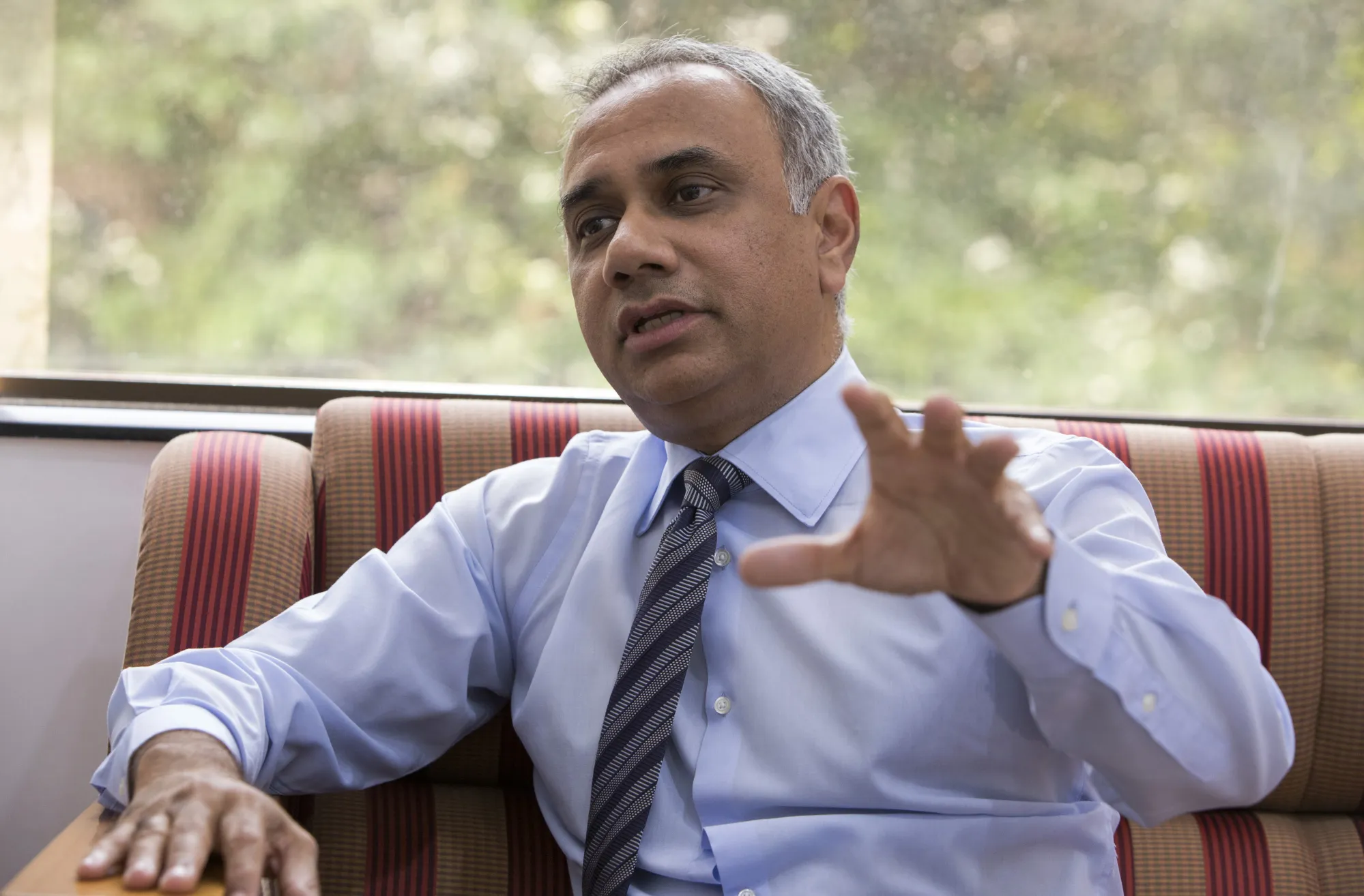Salil Parekh, chief executive officer of Infosys Ltd, speaks during an interview in Bengaluru, India, on Tuesday, April 17th, 2018.