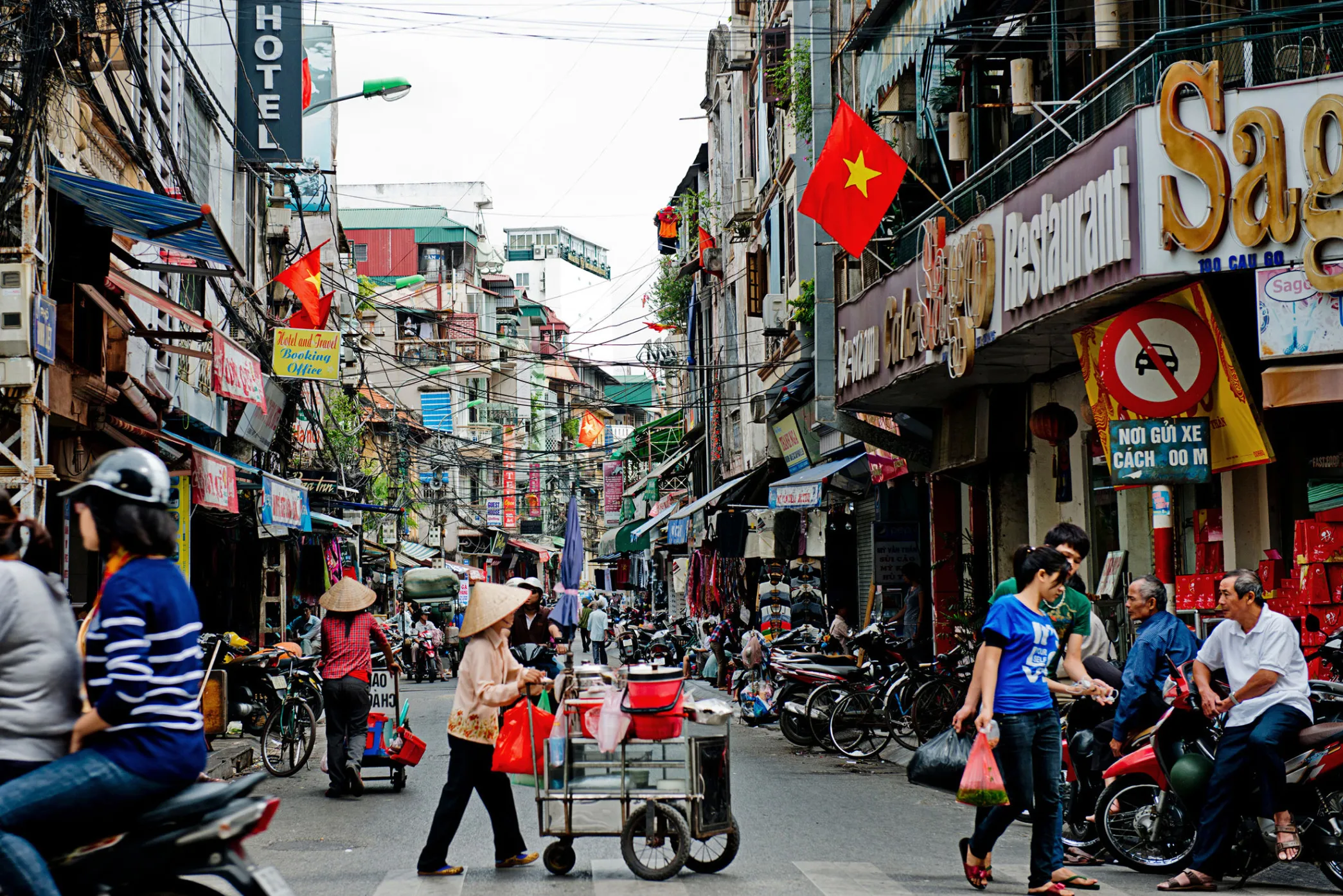 A side street in Hanoi, Vietnam.
