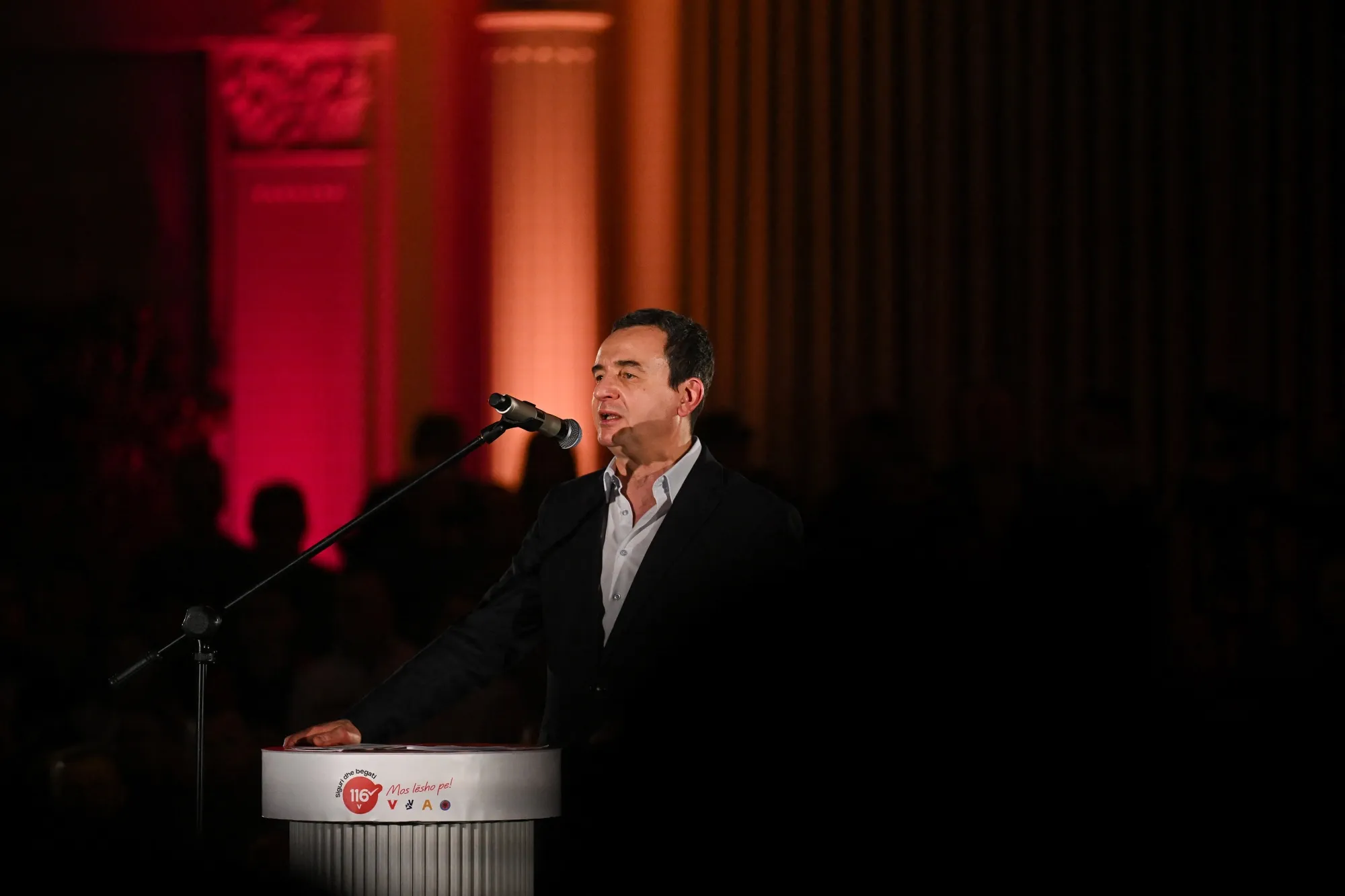 Albin Kurti during an election campaign rally in Podujevo, on Dec. 22.