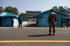 South Korean and U.S. soldiers stand guard next to the United Nations Command Military Armistice Commission (UNCMAC) conference buildings at the truce village of Panmunjom in the Demilitarized Zone (DMZ) in Paju, South Korea, on Wednesday, April 18, 2018. President Donald Trump told reporters Tuesday that the administration had “started talking to North Korea directly” and was discussing five potential sites for the unprecedented summit with North Korean leader Kim Jong Un.