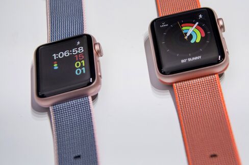 The Apple Watch 2 displayed during an event in San Francisco on Sept. 7.