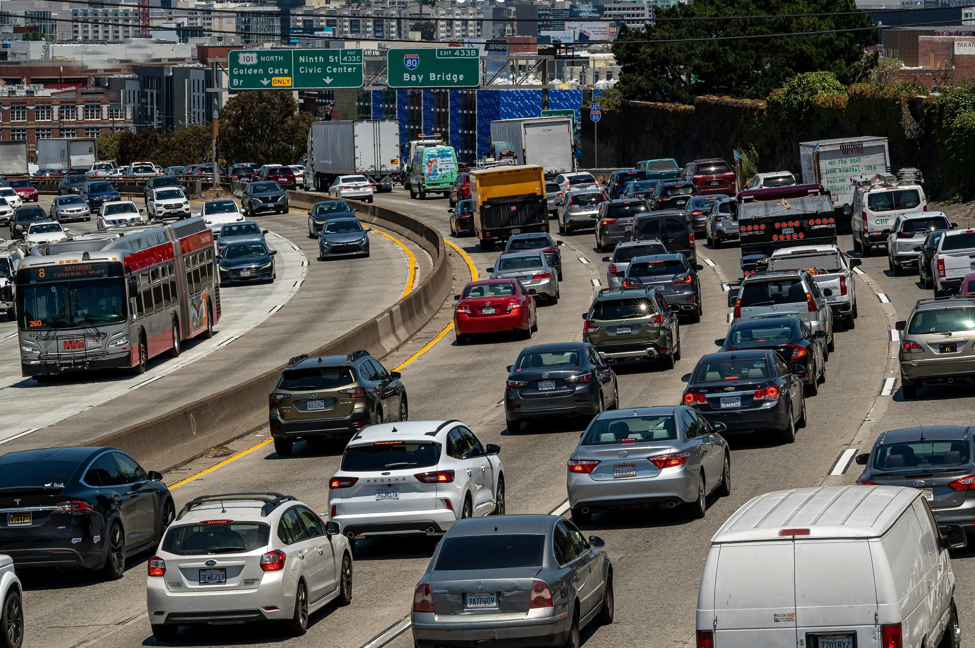 Traffic on highway 101 in San Francisco, California.