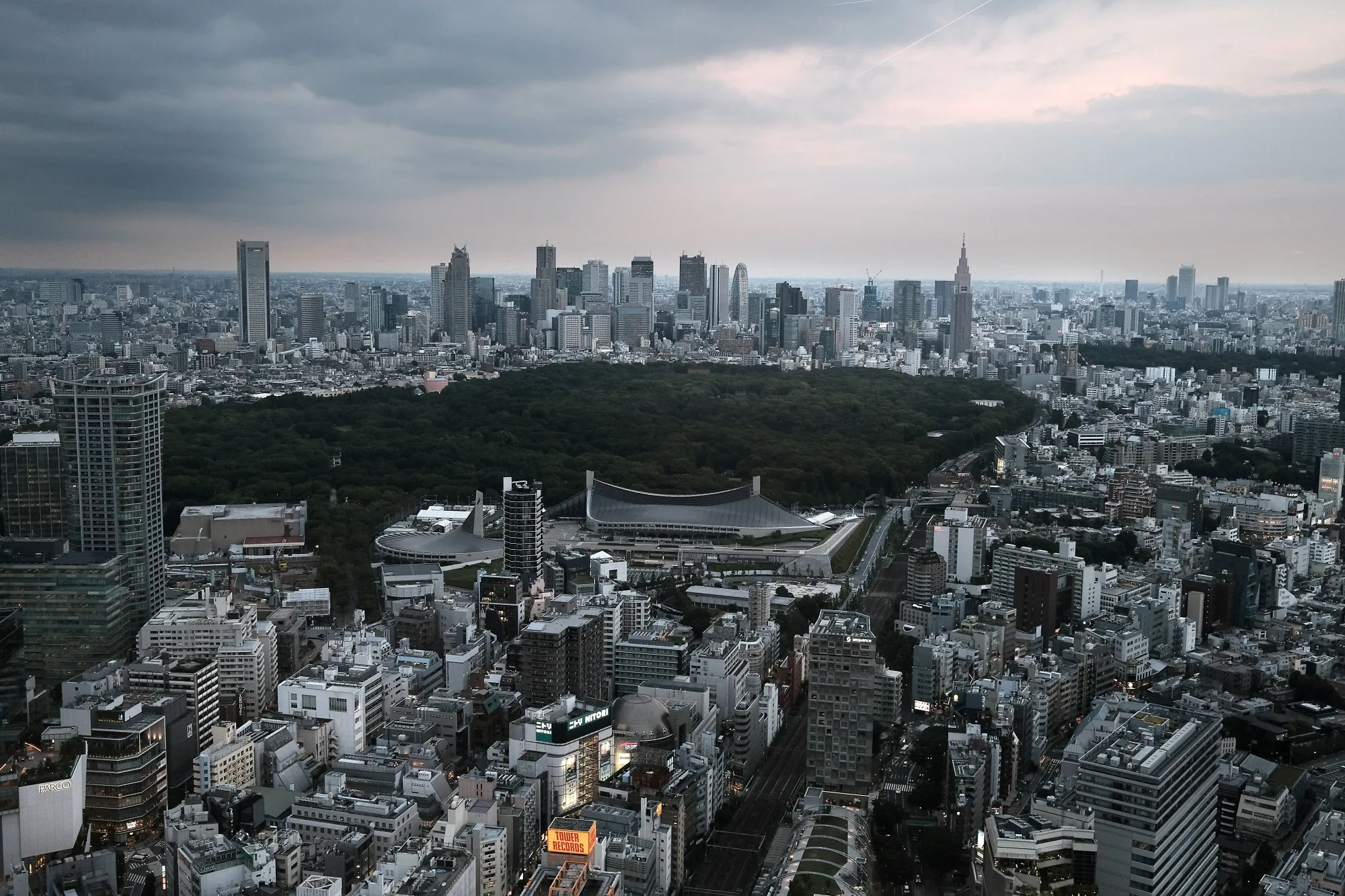 The Yoyogi National Stadium, with its unique roof design, was built for the 1964 Olympics. 