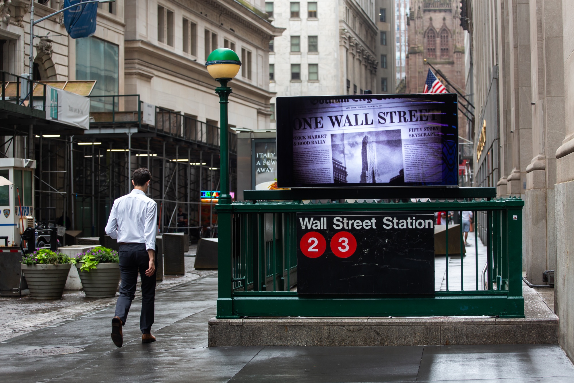 A Wall Street subway station near the New York Stock Exchange.