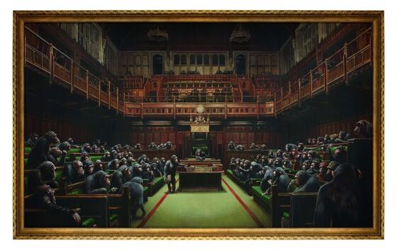 Banksy Sets Auction Record With Chimpanzees in Parliament