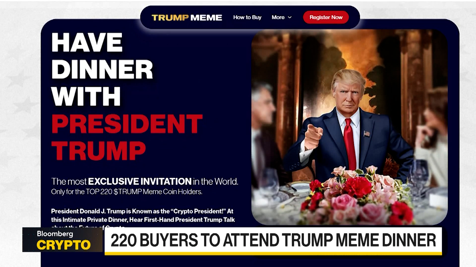 Watch Trump Memecoin Dinner Contest Lures Traders From Outside US -  Bloomberg