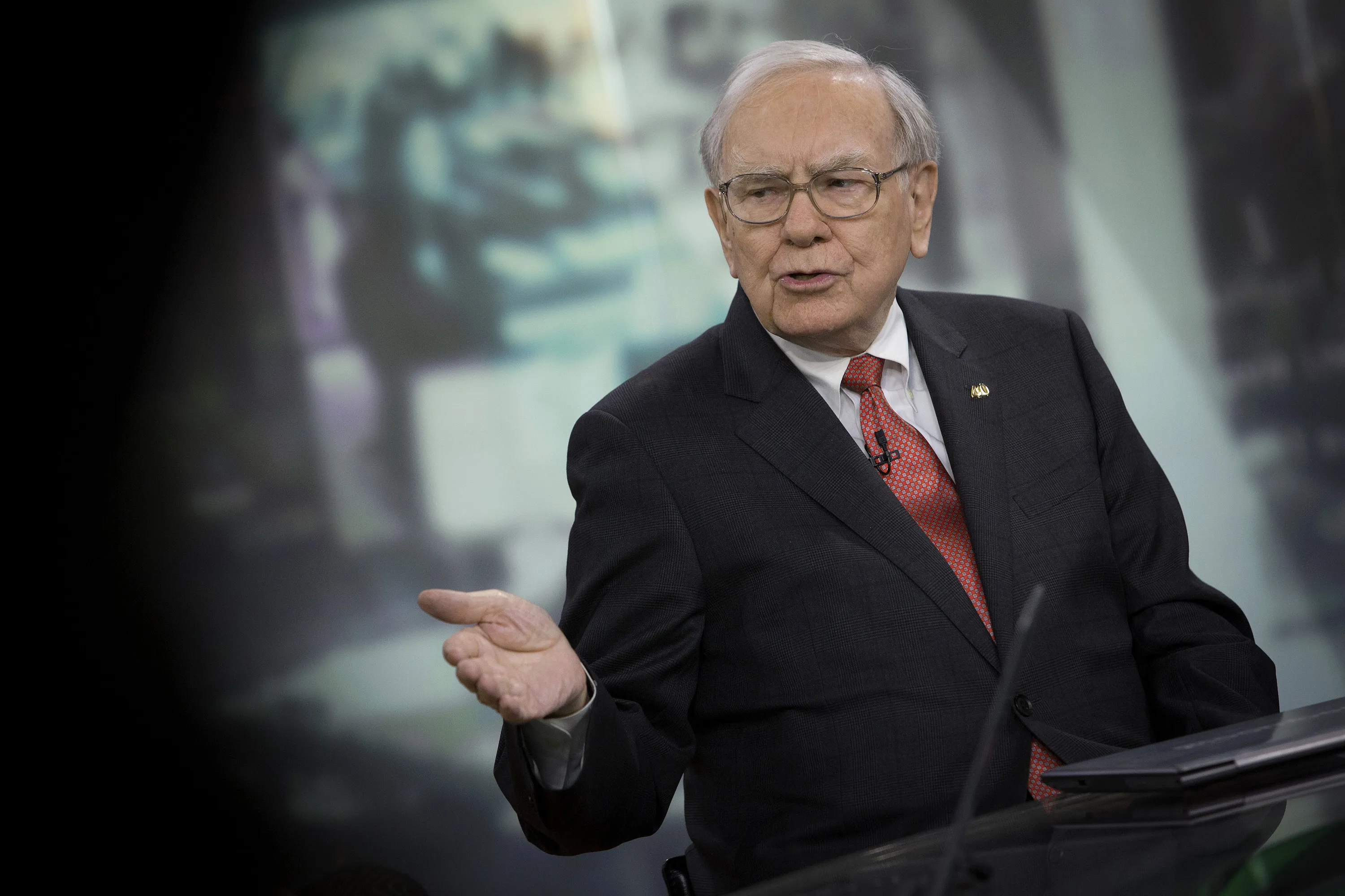 Warren Buffett, chairman and chief executive officer of Berkshire Hathaway Inc., speaks during an interview in New York, on Oct. 22, 2013.

