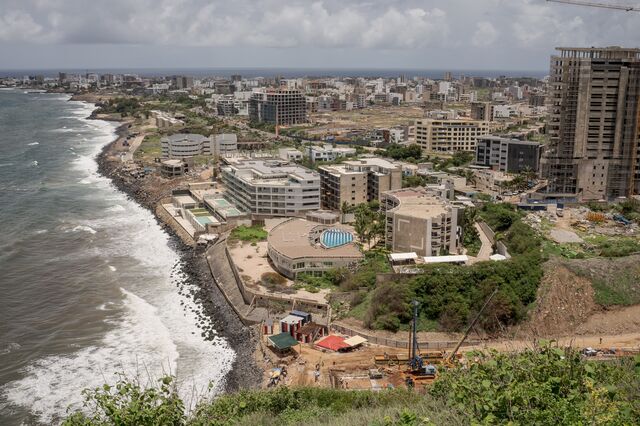The construction site of a future desalination plant in Dakar.