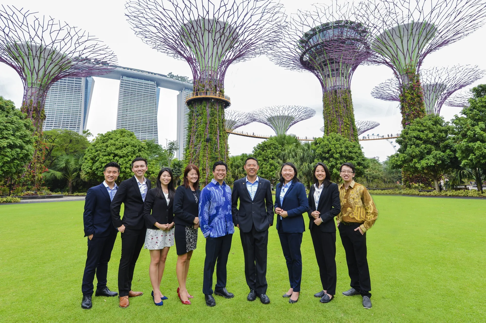 Yinglan Tan, fourth from right, with his team in Singapore.