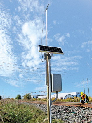 Battery-backed solar panel; 25 to 65 feet tall