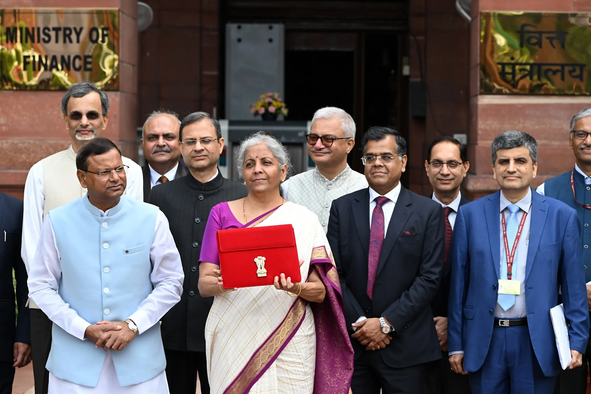 Nirmala Sitharaman departs to present the budget at parliament in New Delhi, on July 23.