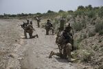 US soldiers conduct a counter indirect fire patrol from their base in Khost province, Afghanistan.