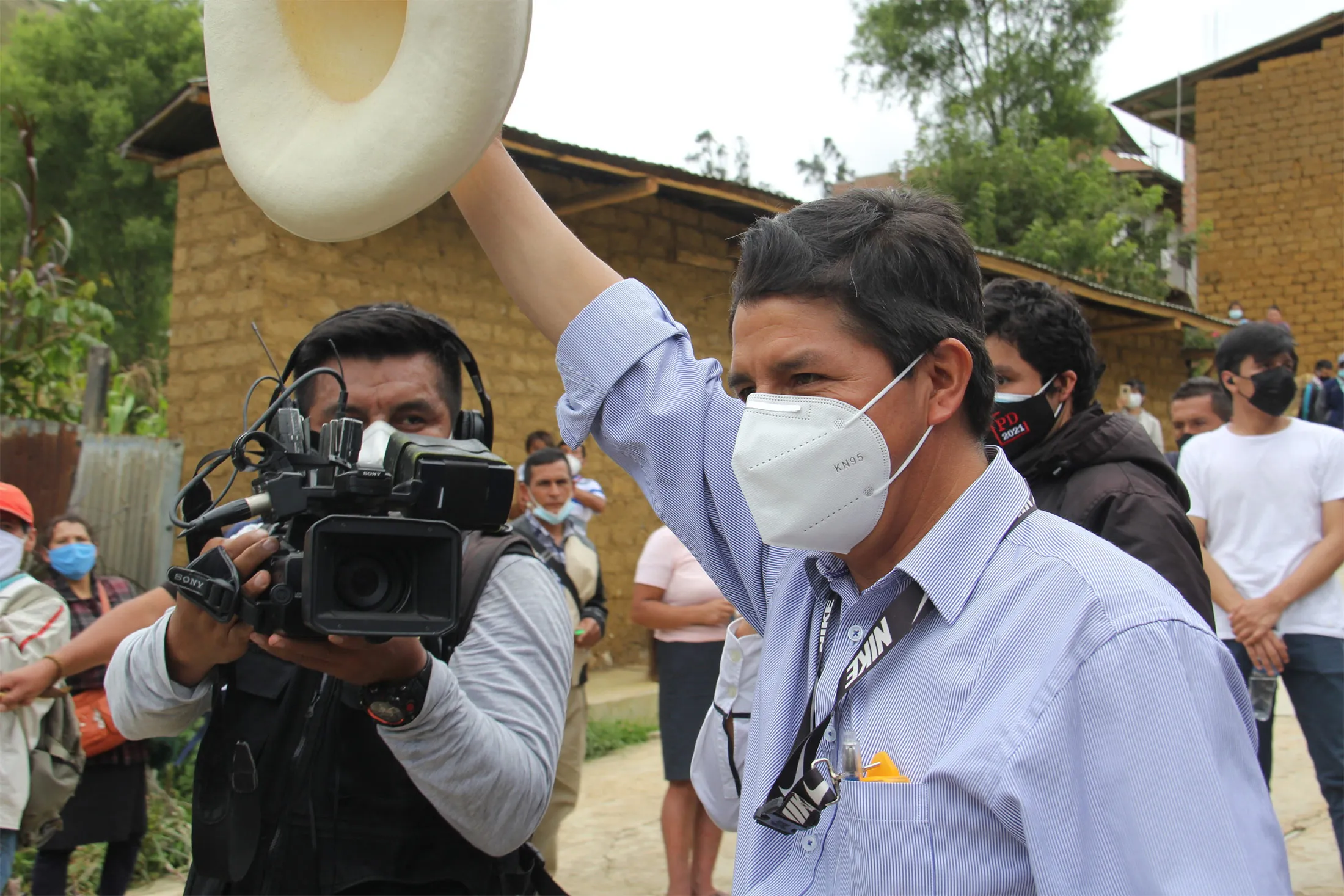 Pedro Castillo after casting&nbsp;his vote&nbsp;in Cajamarca, Peru.