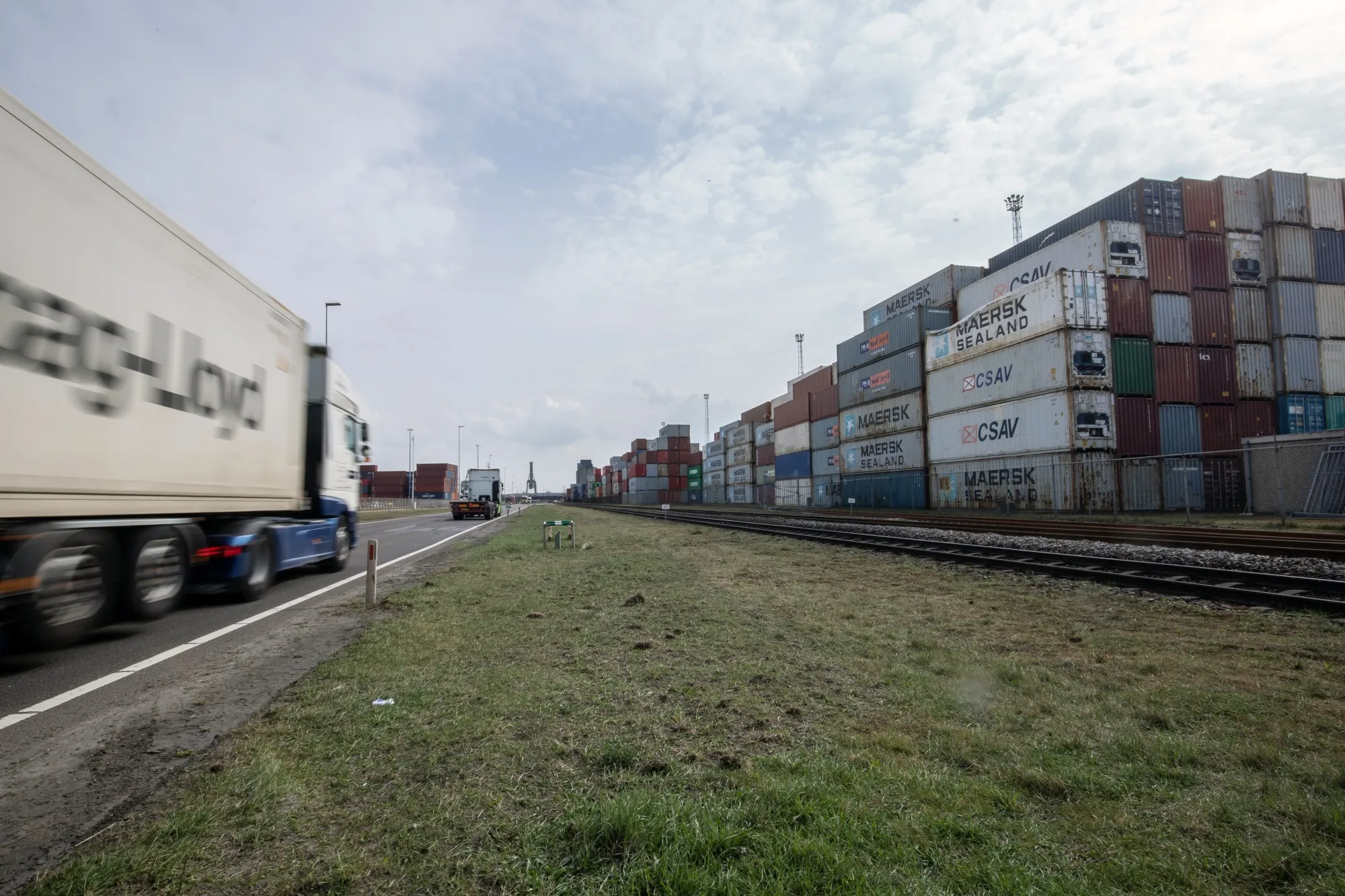 Russia-related containers at the Port of Rotterdam, on March 30.