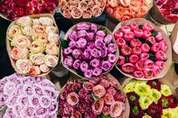 Directly Above Shot Of Colorful Flowers At Shop