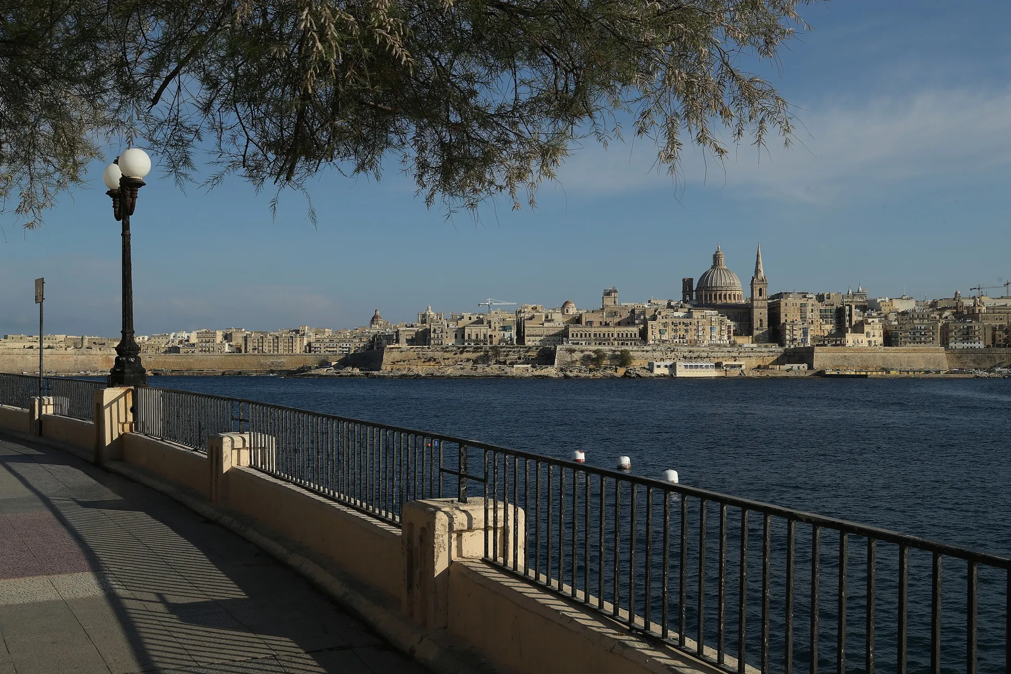The dome of the Basilica of Our Lady of Mount Carmel on the skyline in Valletta, Malta.