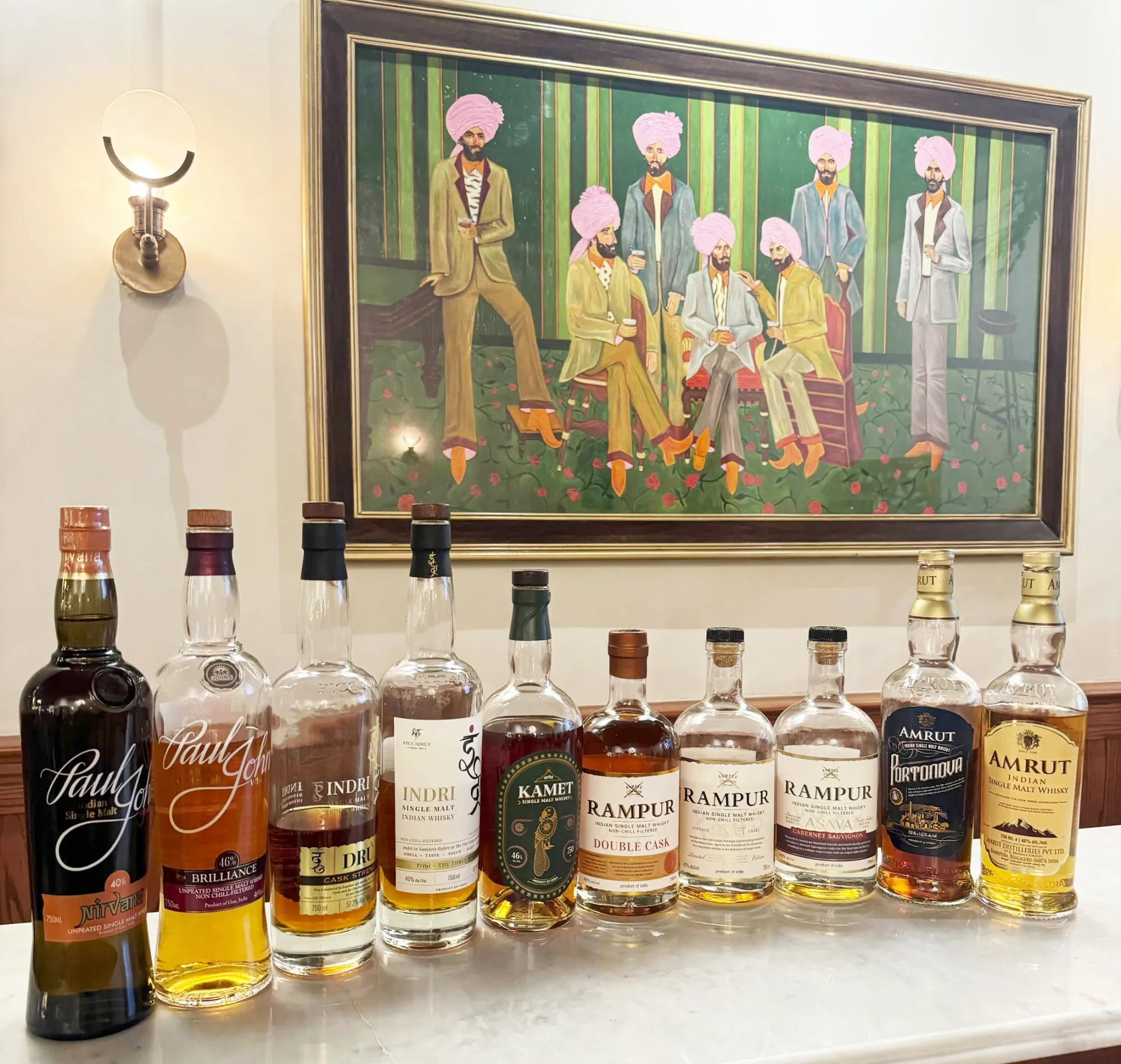 Bungalow’s lineup of Indian single malts.