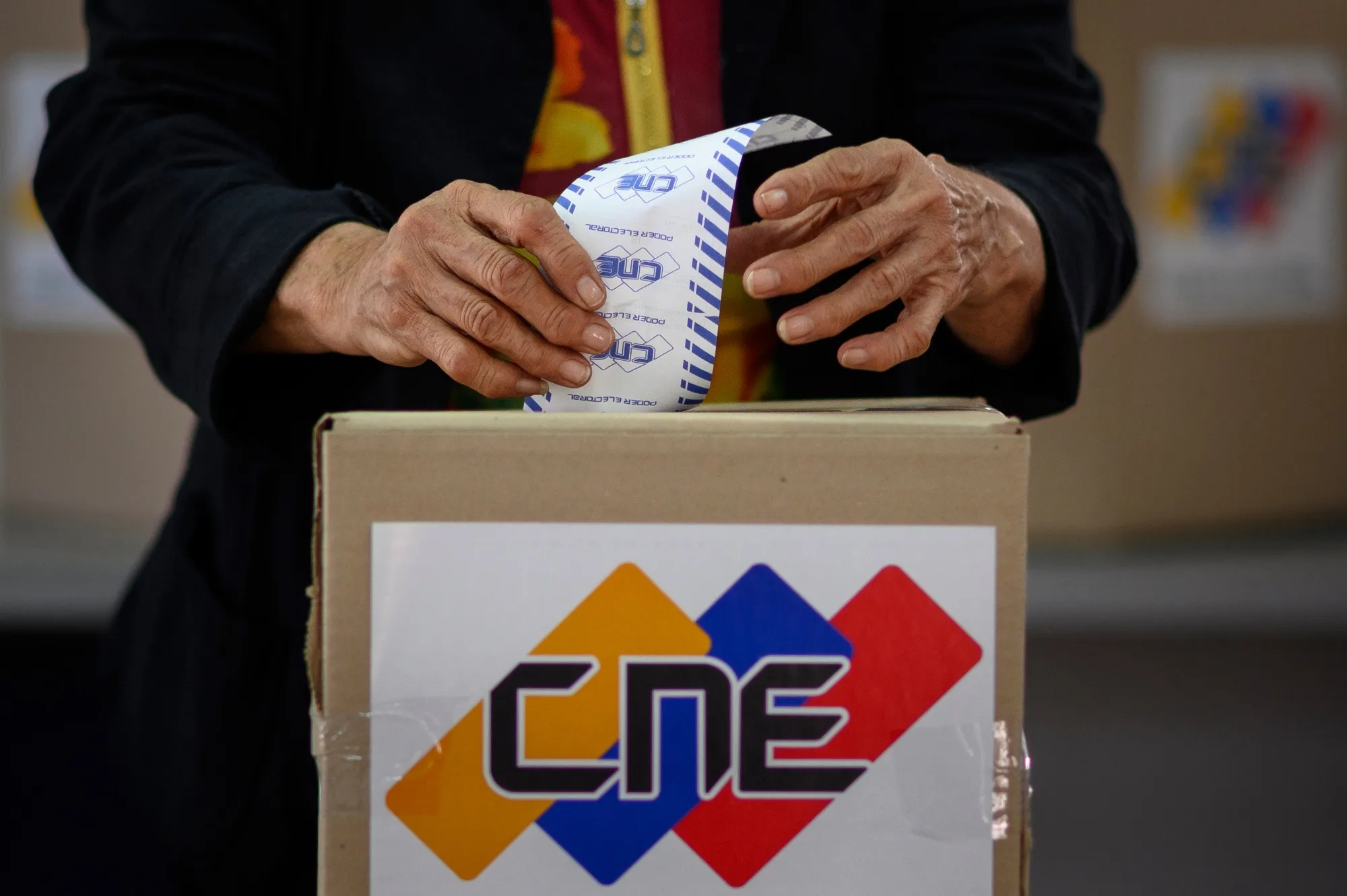 A voter casts a ballot during a referendum vote in Caracas, Venezuela&nbsp;on&nbsp;Dec. 3.