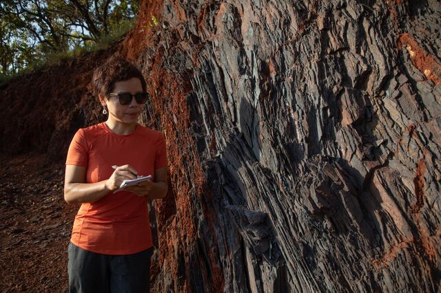 Zhang, a Chinese environmental lawyer, atop the Simandou range.