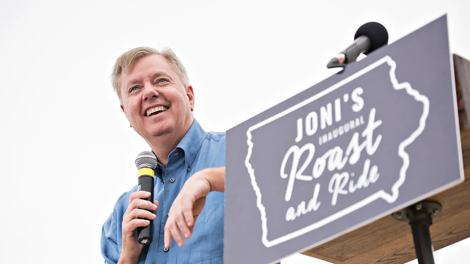Senator Lindsey Graham, a Republican from South Carolina and 2016 U.S. presidential candidate, speaks during the inaugural Roast and Ride in Boone, Iowa, U.S., on Saturday, June 6, 2015.
