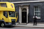 A removal truck parked outside Number 10 Downing Street in London, UK, on Aug. 15.