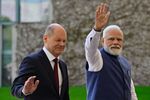 Narendra Modi with Olaf Scholz in Berlin on May 2.