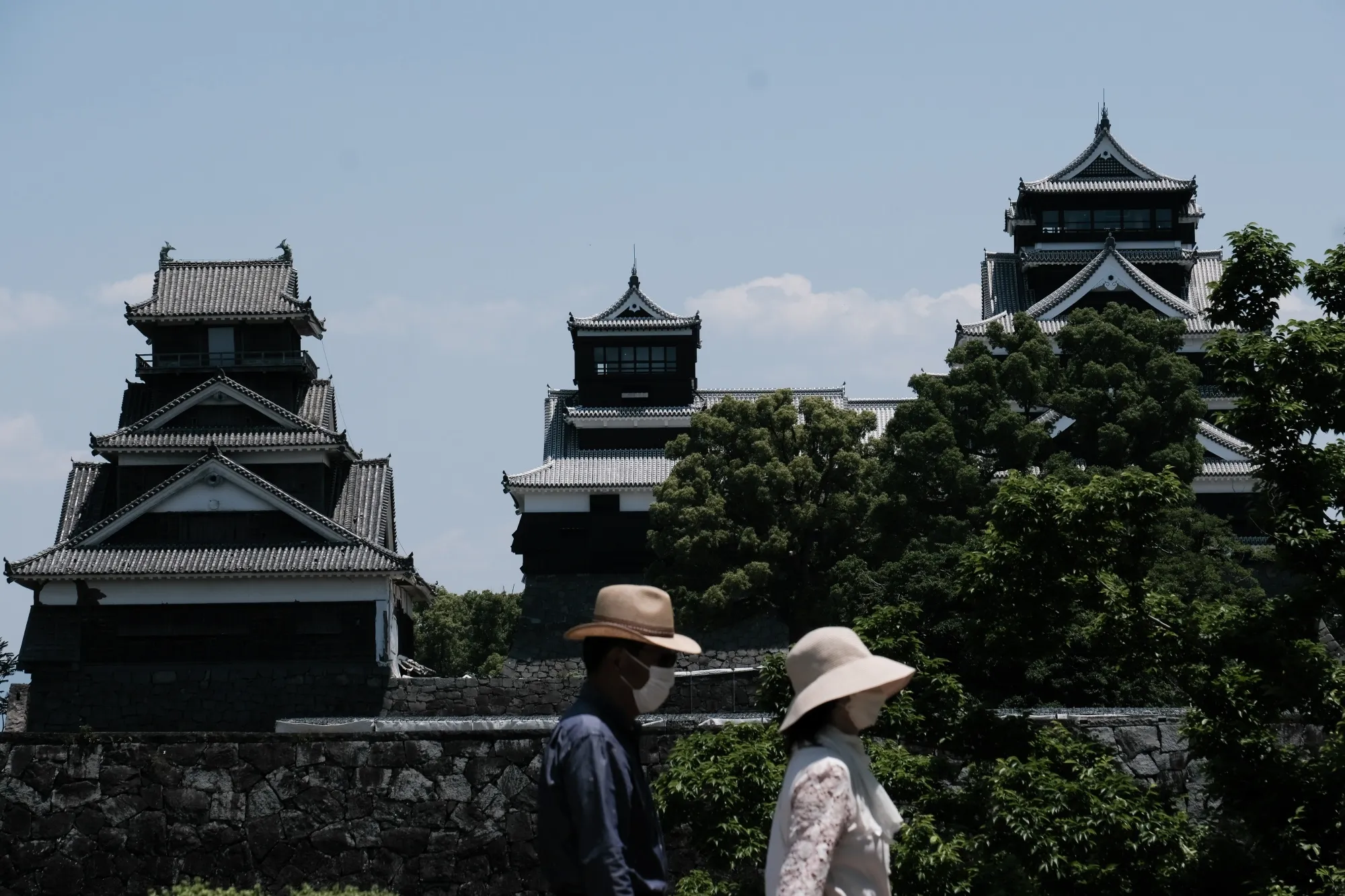 Visitors outside&nbsp;the Kumamoto Castle in Kumamoto.