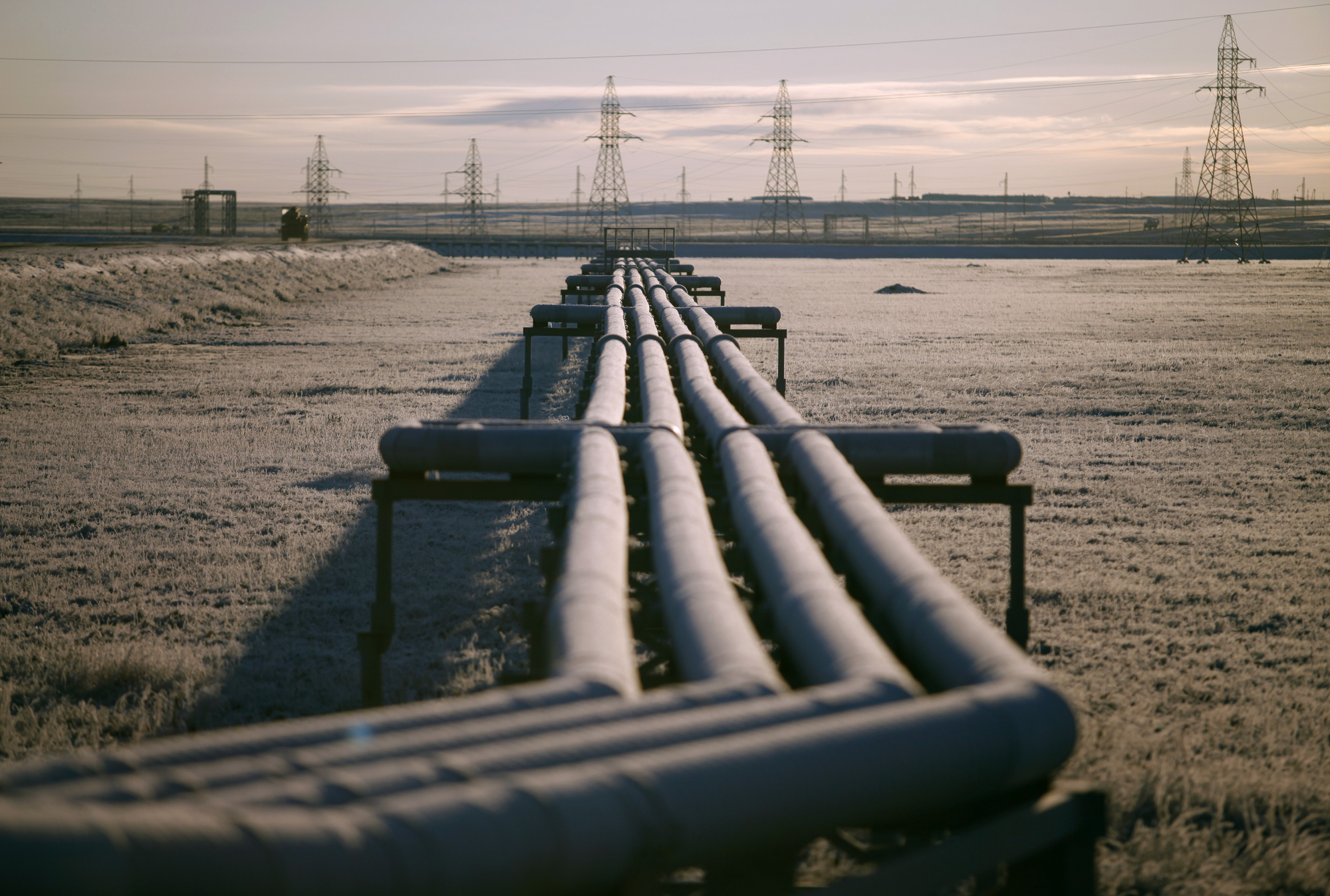 Pipelines near a natural gas field near Bovanenkovskoye on the Yamal Peninsula in Russia.