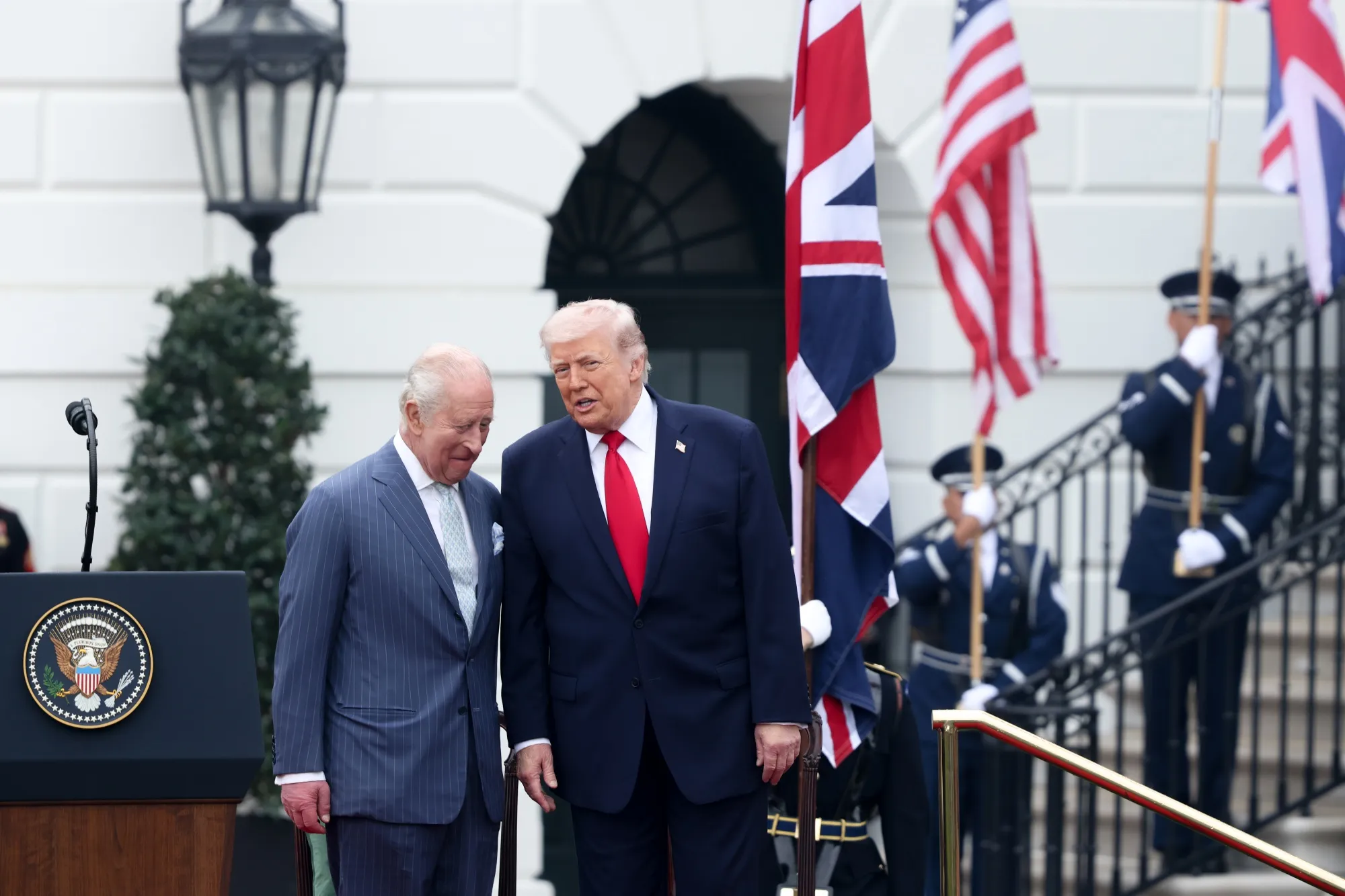 US President Donald Trump, right, and King Charles III