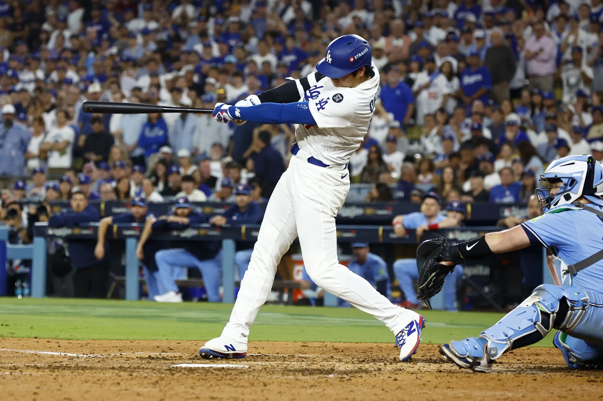 Shohei Ohtani&nbsp;of the Los Angeles Dodgers&nbsp;against the Toronto Blue Jays in game five of the 2025 World Series at Dodger Stadium on Oct.&nbsp;29.