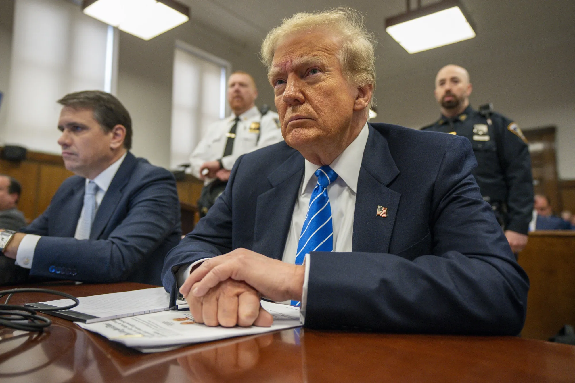 Donald Trump&nbsp;at Manhattan Criminal Court&nbsp;in New York on May 13.