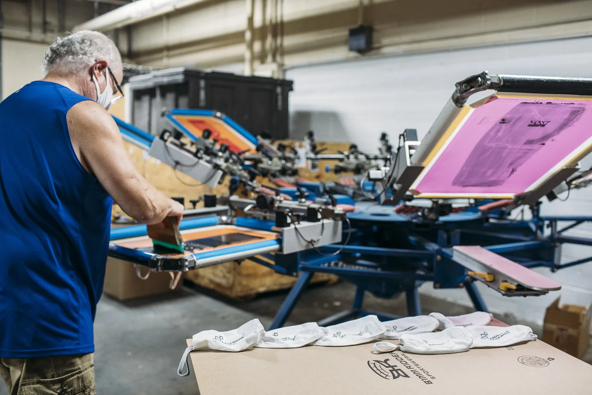 Screen printing masks is one way that Bimm Ridder Sportswear&nbsp;is able to pivot some of their business.