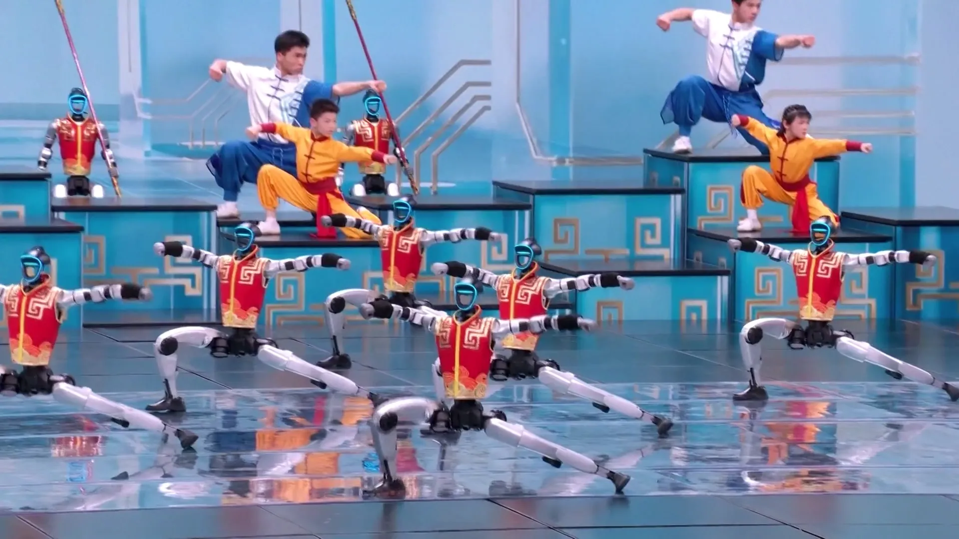 The robot martial arts performance at the 2026 China Media Group Spring Festival Gala in Beijing on Feb. 16.
