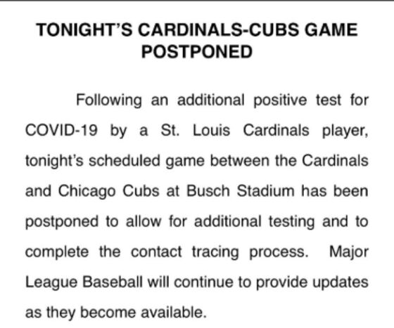 St. Louis Cardinals Cancel Game After More Positive Tests
