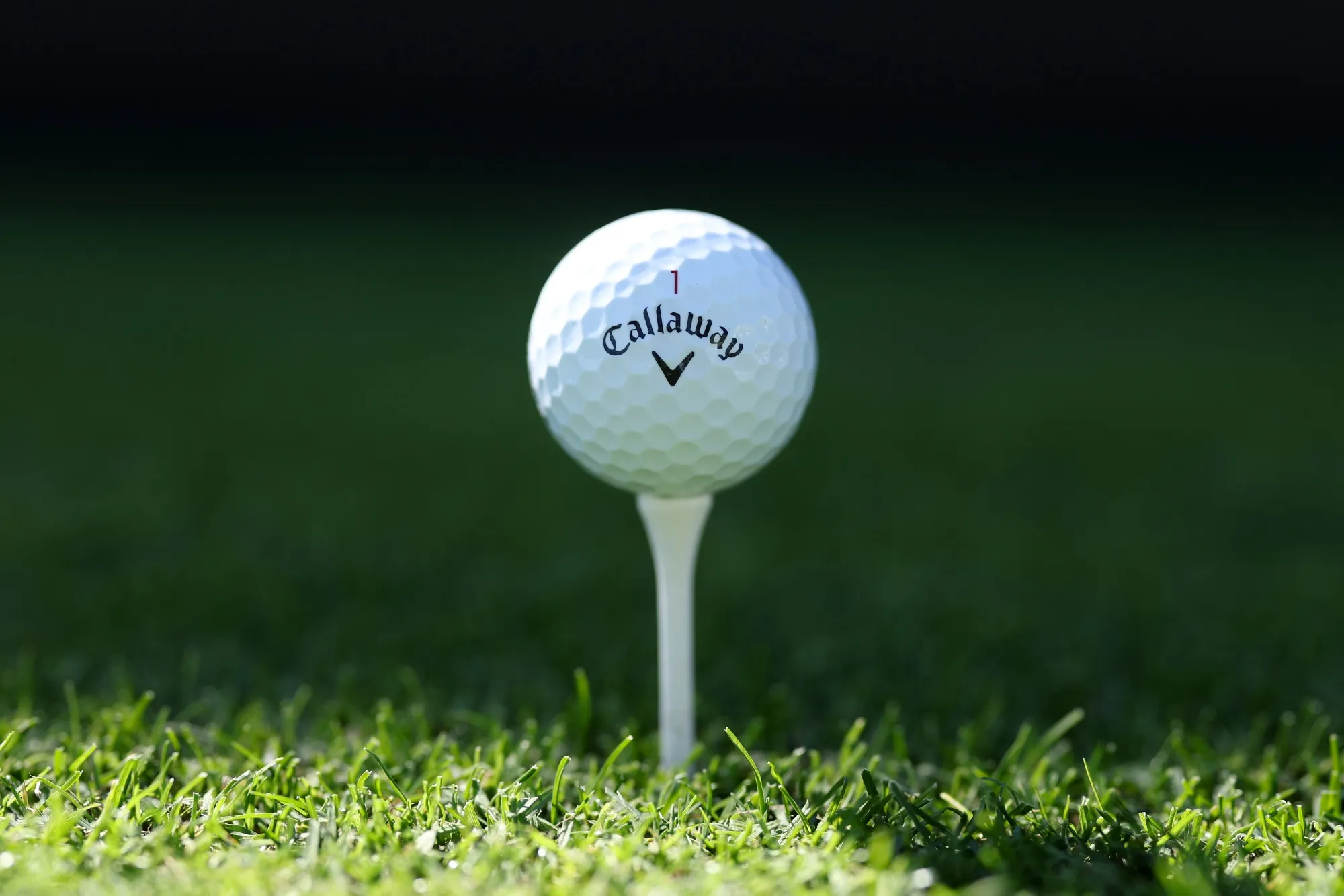 A Callaway golf ball at the Hero Dubai Desert Classic at Emirates Golf Club in Dubai.
