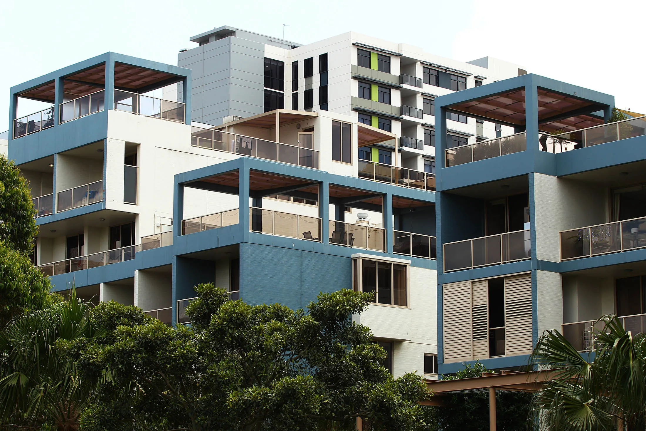 Residential buildings stand in the suburb of Waterloo in Sydney.
