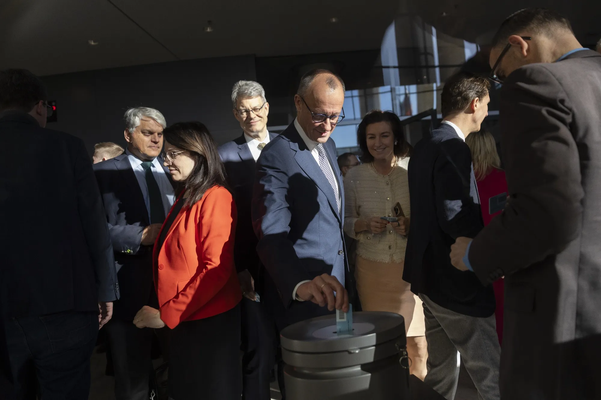 Friedrich Merz casts his ballot in the Bundestag on March 18.
