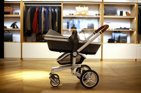 An Aston Martin baby stroller.
