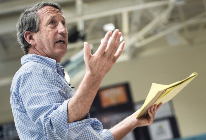 Mark Sanford&nbsp;addresses a crowd in&nbsp;Hilton Head, South Carolina.