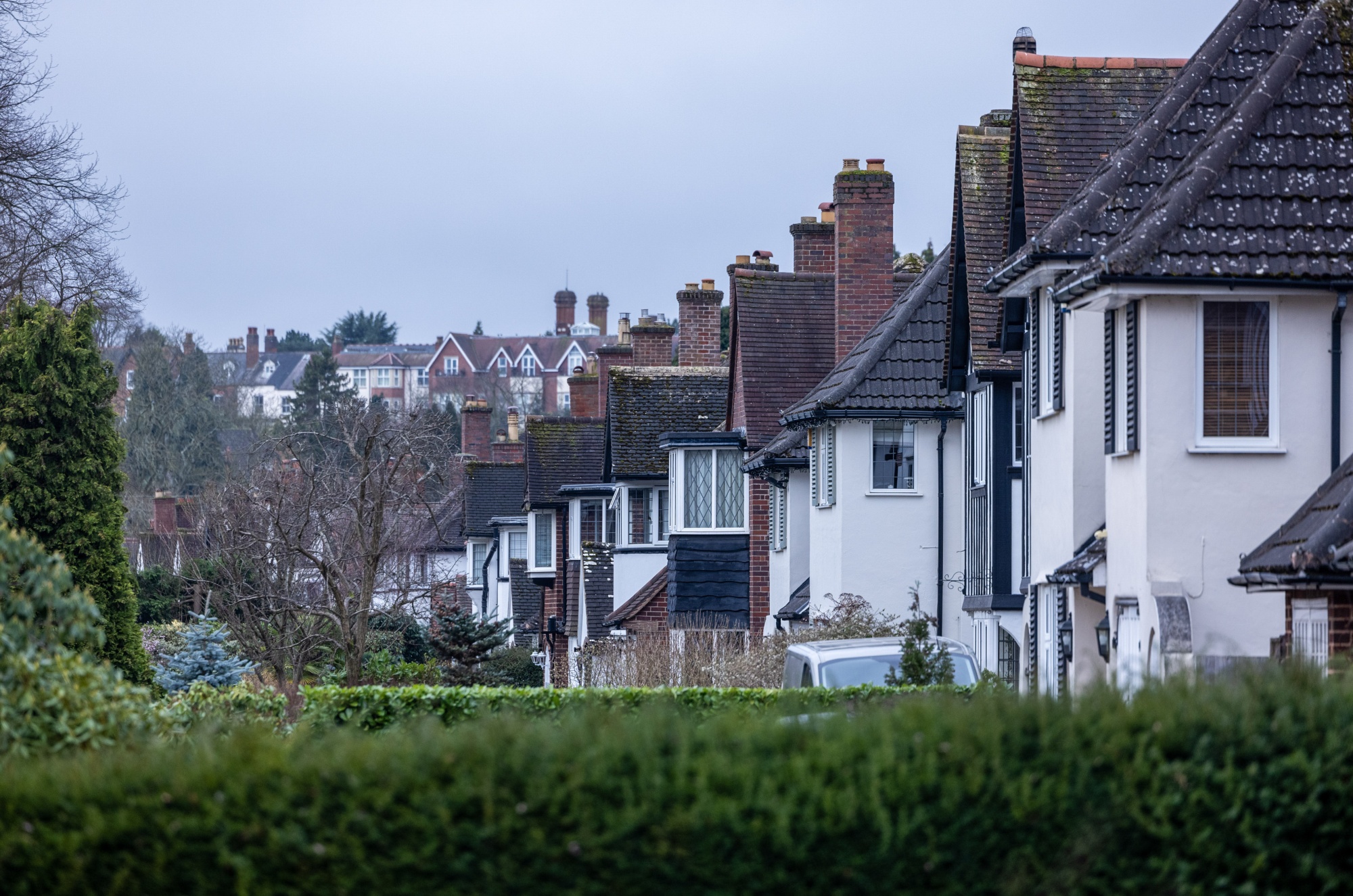 Residential houses in the Sutton Coldfield area of Birmingham, UK, on Tuesday, Feb. 20, 2024. Britain saw the highest annual jump in rental homes on the market in over seven years last month, led by a long-awaited boost in supply in London. Photographer: Chris Ratcliffe/Bloomberg