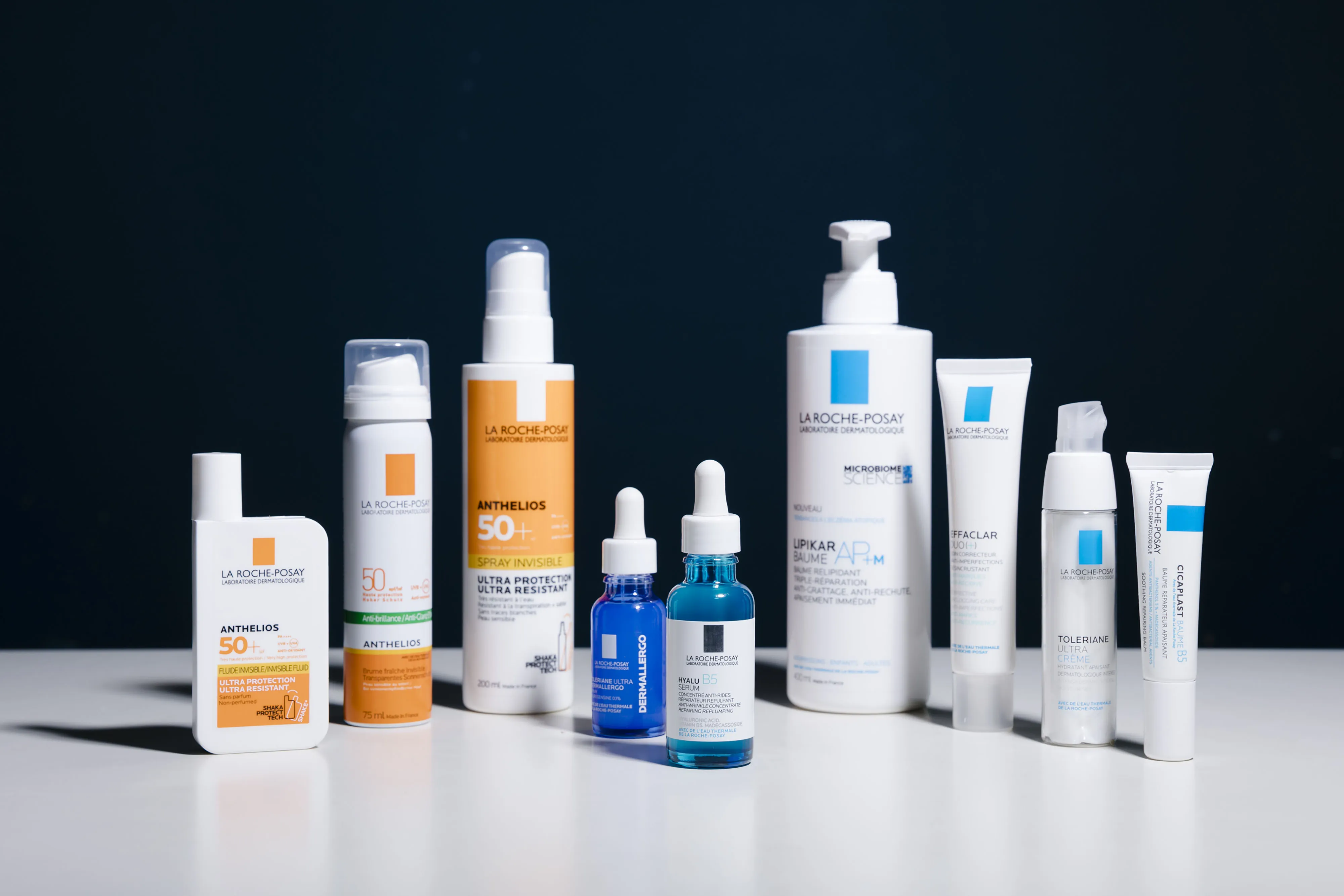 A range of La Roche-Posay skin care products, manufactured by L'Oreal SA, at the company's&nbsp;headquarters in Paris.
