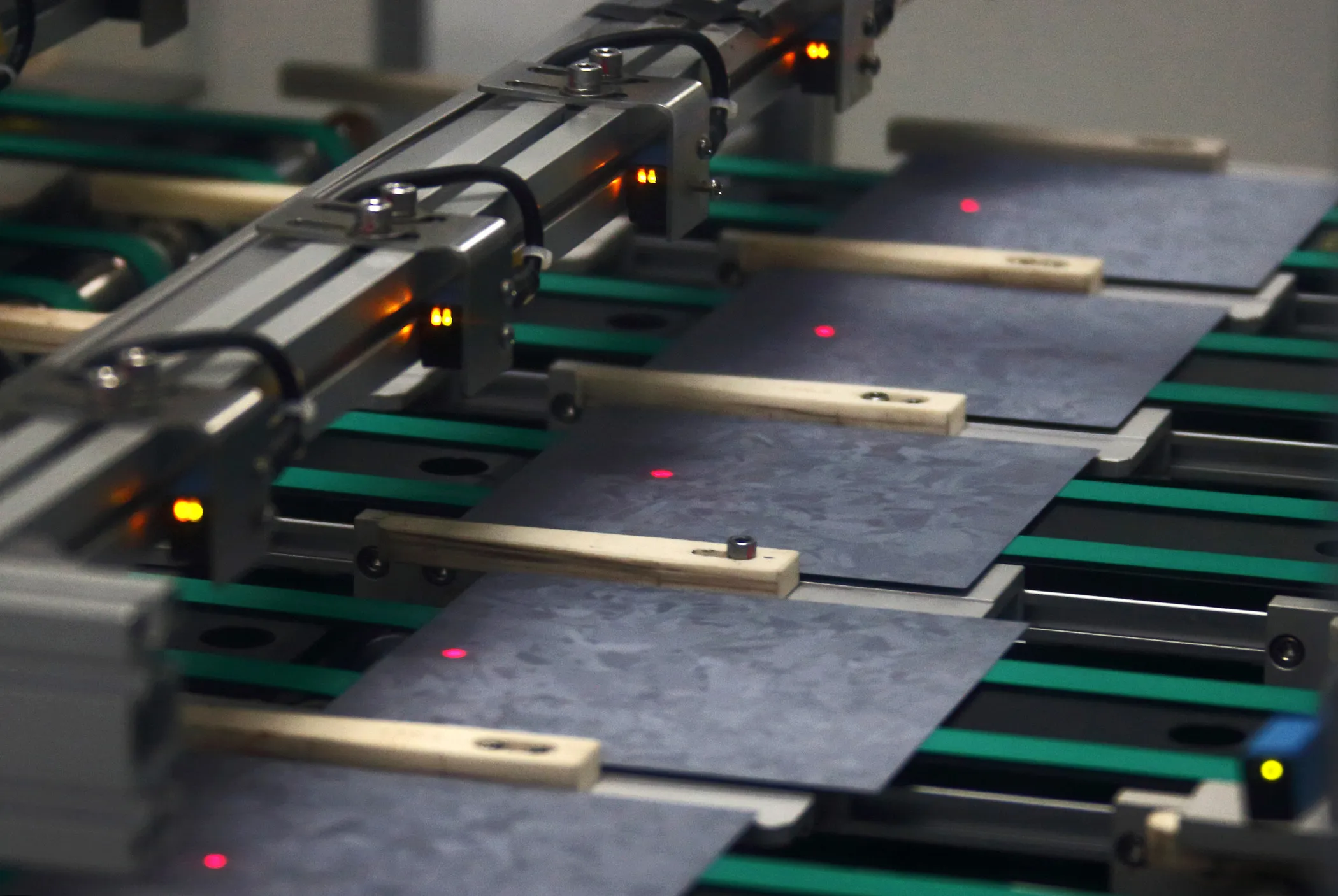 Solar cells move along a production line&nbsp;in Changzhou, Jiangsu Province, China.&nbsp;
