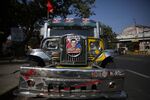 A Jeepney is decorated with the face of Rodrigo Duterte, mayor of Davao City and the Philippine presidential candidate.
