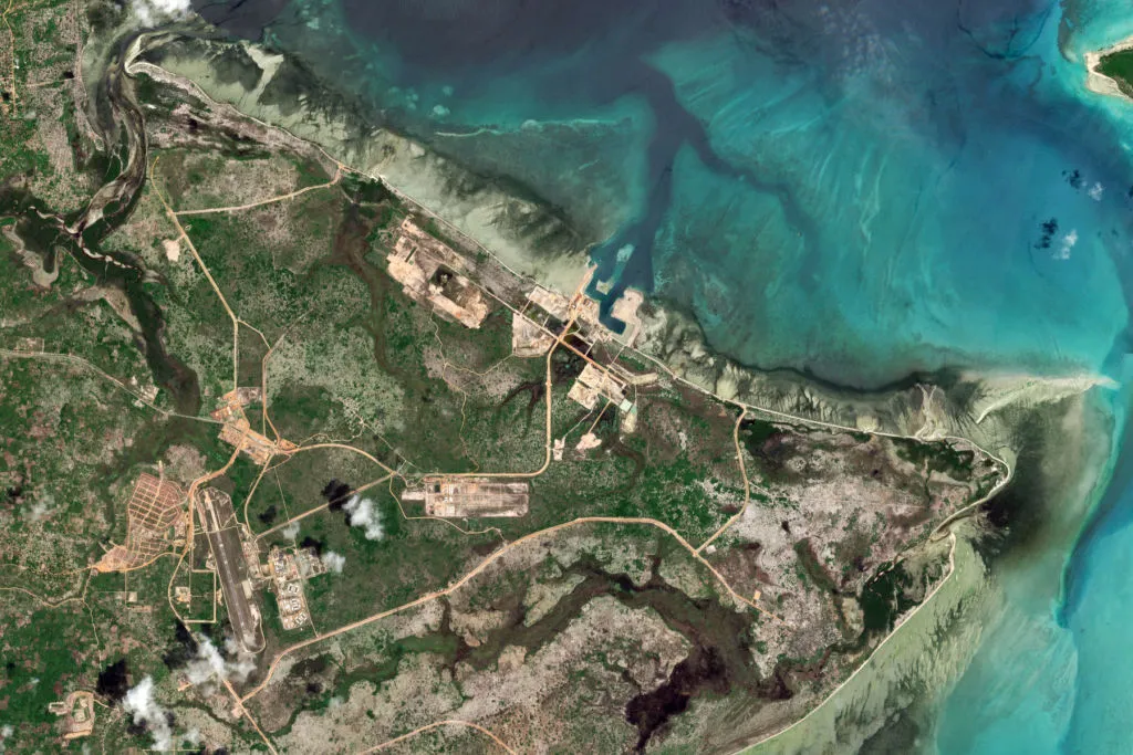 A Satellite view of the Total Mozambique LNG Project under construction in Afungi.