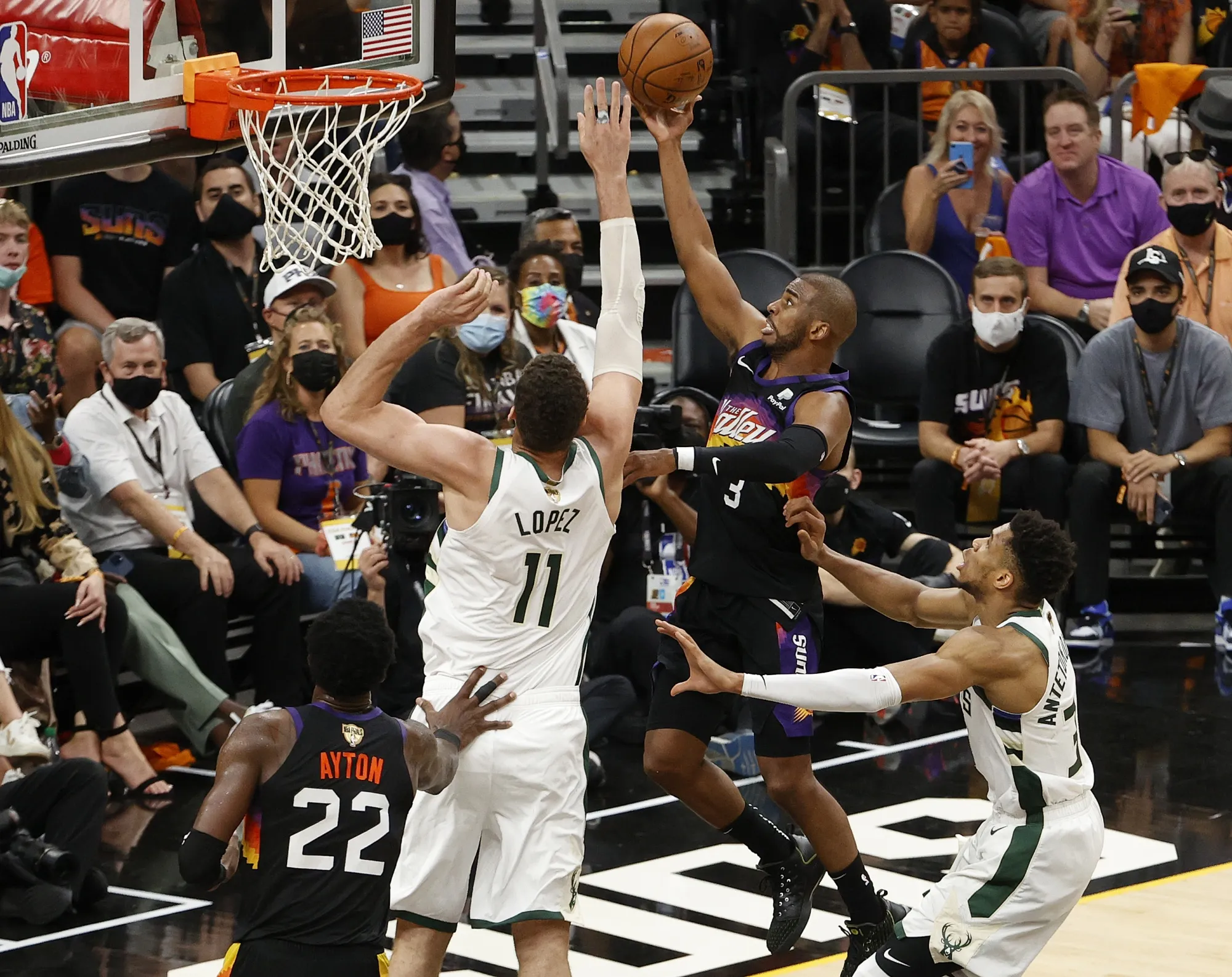 Chris Paul of the Phoenix Suns goes up for a shot during game five of the NBA Finals on July 17.