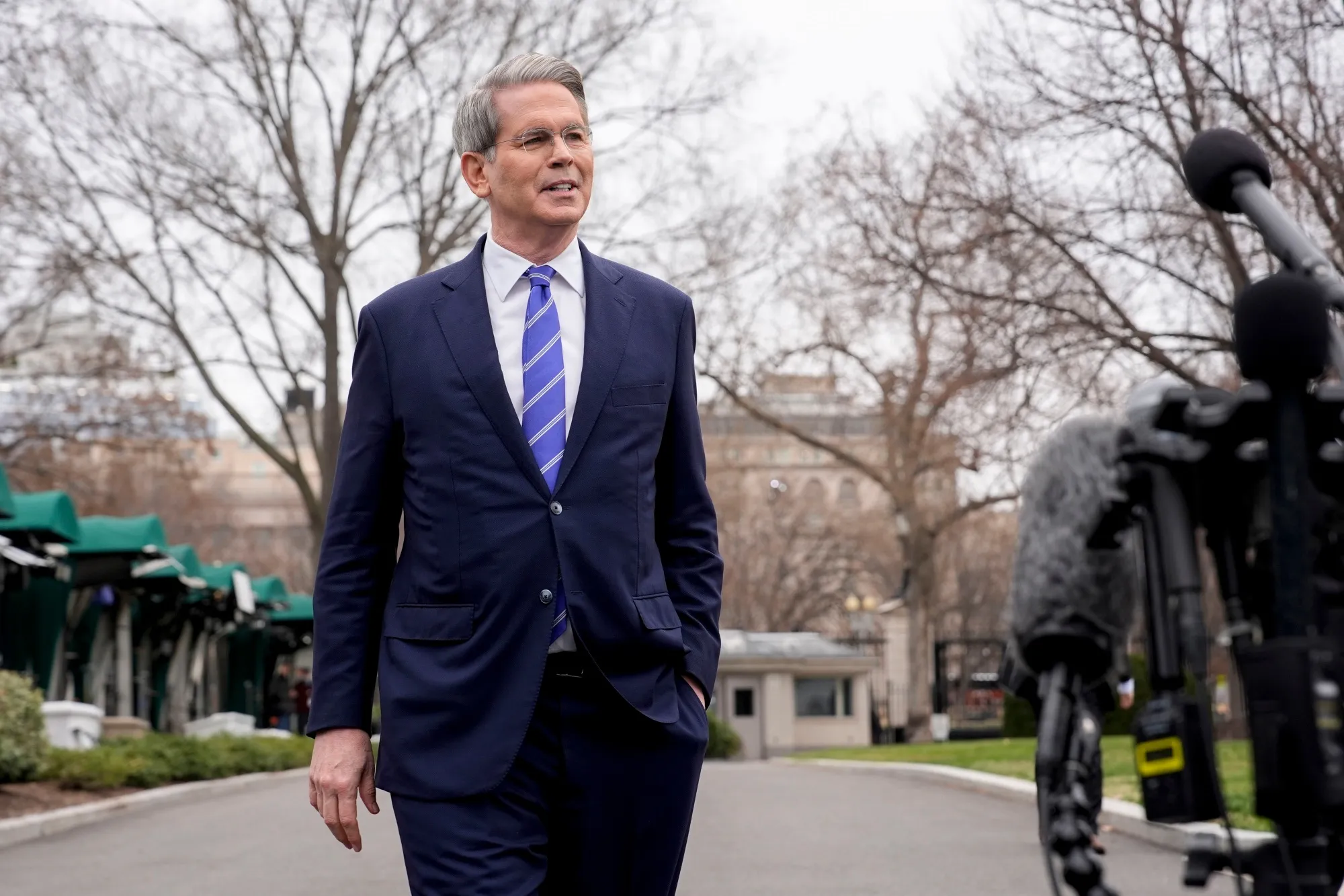 Scott Bessent outside the White House on March 13.