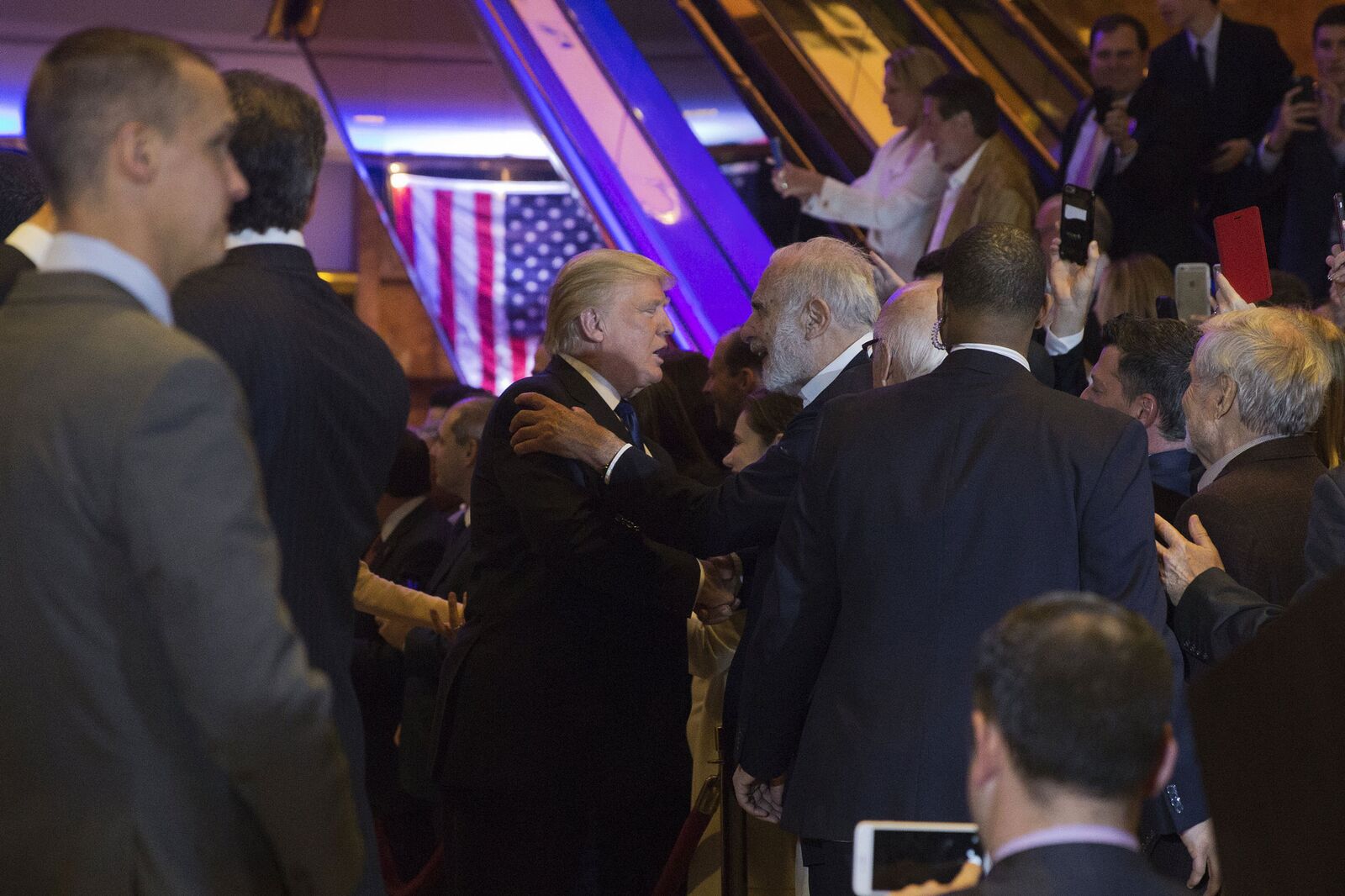 Trump and Icahn at Trump Tower the night of the New York primary in April 2016